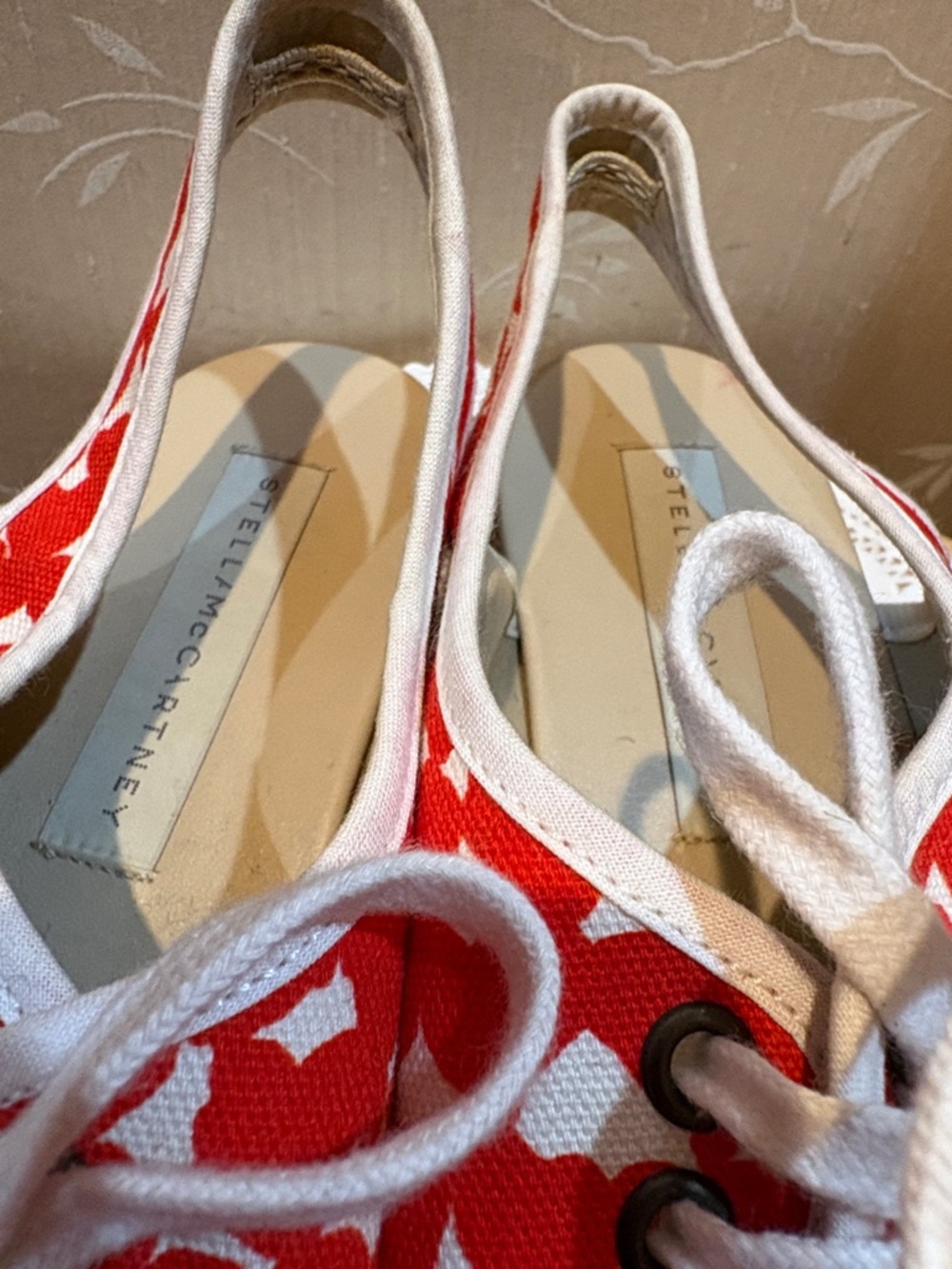 STELLA McCARTHY Red & Ivory Canvas Espadrille Lace-Up Shoes - Picture 11 of 11